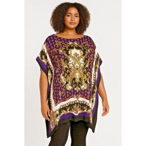 Vintage Cache Womens Y2K Equestrian Scarf Print KimonoTop Size S  Country Office